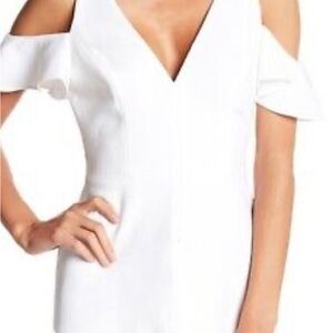 BCBGMAXAZRIA WHITE COLD-SHOULDER TOP NIJ14A95/S670W SIZE S